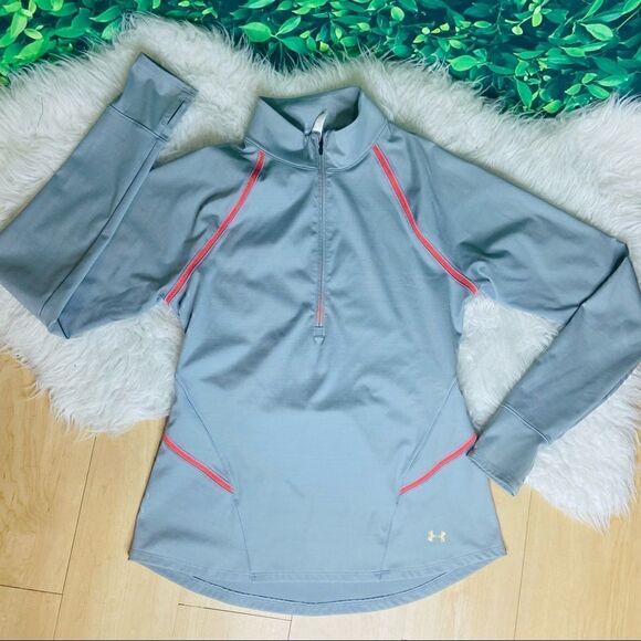 Under Armpur athletic sweatshirt gray and pink long sleeve size L - Picture 1 of 12